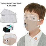 Child Dustproof Outdoor Face Protective Face Mask with Eyes Shield + 2 Filters Face Mascarillas Cosplay Costume Accessories