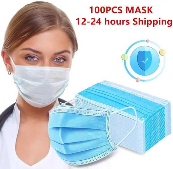 24 hours Shipping 100Pcs Disposable Anti dust Protective Mask 3 Protect Layers Filter Earloop Mouth Dustproof Mask respirator