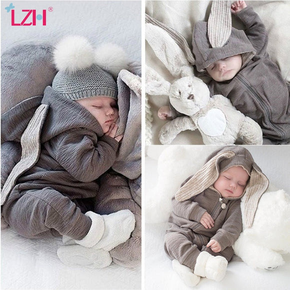 LZH Autumn Winter Infant Clothing Overalls Baby Rompers