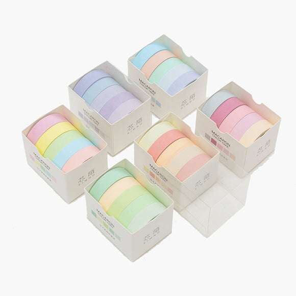 5pcs/lot Decorative Washi Tape Diy Rainbow Sticker Masking Paper Set For Diy Crafts Planners Scrapbooks Bullet Journals Cards