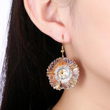 Girona Tri Color Diamond Laser Drop Earring in 18K Rose Gold Plated
