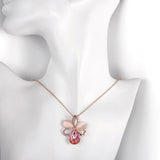 Pink Topaz Flower Necklace in 18K Rose Gold Plated with Swarovski
