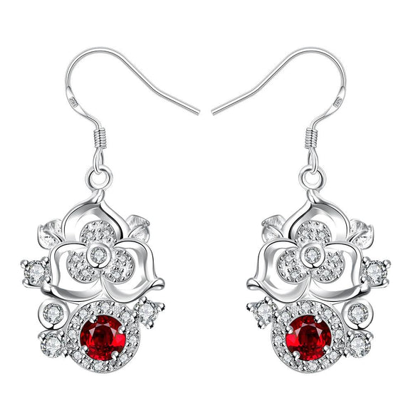 Drop Earring in 18k White Gold Plated with Swarovski Crystals