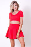 SHORT SLEEVE FLARED TWO PIECE SET