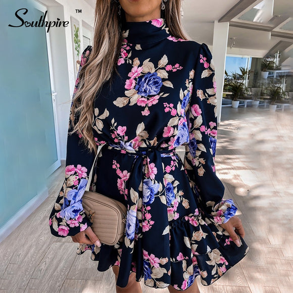Southpire Navy Floral Print Loose Style Long Sleeve