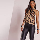Women Blouses Sexy Leopard Print Ladies Shirts and Tops Halter Blouse Sexy Sleeveless Tops Womens Clothing Summer Female Blouses