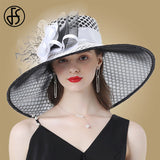 FS Ladies Large Wide Brim Flower Fascinator Hat