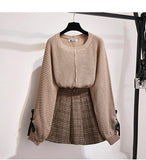 Women Knitted Tops and Skirt Set Korean Style Student Casual Two Piece