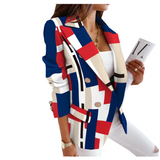 New Fashion Print Long Sleeve Blazer  Women Buttoned Slim Suit Jacket Office Lady Blazers Spring Autumn