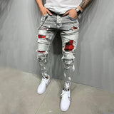 Wholesale 2020 Slim-Fit Ripped Holes New Men's Painted Paint Jeans Patch Beggar Little Feet Pants Jumbo Size S-3xl