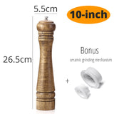 Salt and Pepper Mill, Wood Pepper Shakers With Strong Adjustable Ceramic Grinder With Spare Ceramic Rotor - Kitchen Accessories