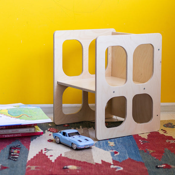 The Plyman Montessori Kids Cube Chair, Natural Wooden