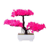 Artificial Pine Bonsai Pot with Fake Flowers Potted Ornaments