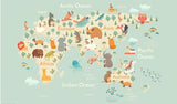 World Map Mural Custom Wallpaper for Children's Room