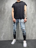 NS043  Hot Sale Ripped Flame Trouser for Men Slim Fit Jeans Pants Casual Men Trousers