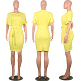 Fall Fashion Ladies Bodycon Plus Summer Dress Short Size Sleeve Women Office Dresses