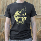 Cat And Bat Halloween T-Shirt (Mens)