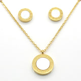 Round Pearl Shell Jewelry Roman Numerals Stylish Two Side Gold Color Pendant Necklace Earrings Fashion Wedding Jewelry Sets