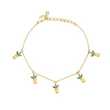HOT 18k Real Gold Plated Colorful Zircon Cherry Peach Tropical Fruit Anklet for Women