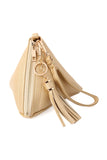 7092 - Pyramid Shape Tassel Wristlet Leather Bag