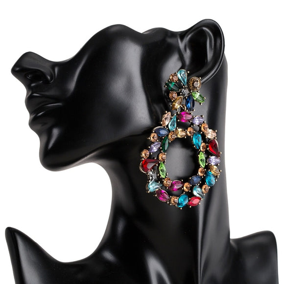 Female Trendy Luxury Big Crystal Earrings Fashion Jewelry Accessories