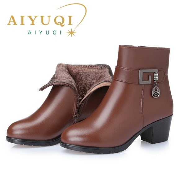 AIYUQI 2023 Genuine Leather  Women's Warm Booties Winter Boots