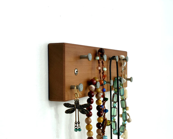 Small Jewelry Rack, Reclaimed Wood, Wall Mountable