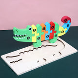 Montessori Wooden Dinosaur Puzzle for Toddlers