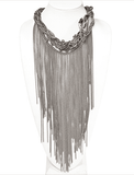 Fringes Statement Necklace With Agate Stone.