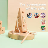 Baby Montessori Toys Activity Wooden Cheese Toys Travel Lacing Game