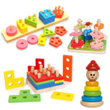 Montessori Graphic Wooden Animal Shape Puzzles for Kids Education