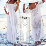 Sexy V-Neck White Lace Tunic Beachwear Swim Suit Cover Up