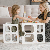 The Plyman Montessori Kids Cube Table Transformer Light, White