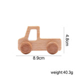 1pc Baby Toys Wooden Car BPA Free Beech Wood Teether Cartoon Organic Wooden Car Montessori Toys for Children Teething Nurse Gift