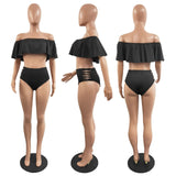 Ladies Off Shoulder Summer Sexy Swimsuit 2 Piece Sets Women Plus Size Swimwear Swimsuit Off Shoulder Sexy Swimwear