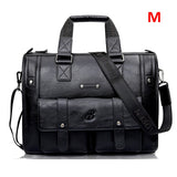 Men Leather Black Briefcase Business Handbag Messenger Bags
