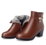 GKTINOO  Soft Leather Women's Zipper Ankle High Heels Boots