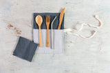 Zero waste utensil wrap- grey linen