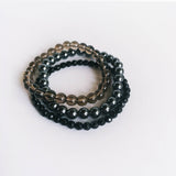 Black Onyx, Hematite and Smoky Quartz Bracelet Set