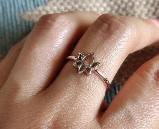 Simple Lotus Flower Sterling Silver Ring