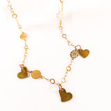 Triple Bronze Heart Charms Necklace
