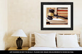 Framed Print, Supreme Court Law Book with Wooden Judges Gavel On Table