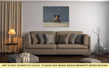 Gallery Wrapped Canvas, Elephant And Dog Sit On A Deserted Beach