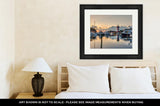 Framed Print, Hilton Head Island And Its Iconic Lighthouse Lit Up At Sunset With A Glass Like