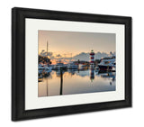 Framed Print, Hilton Head Island And Its Iconic Lighthouse Lit Up At Sunset With A Glass Like