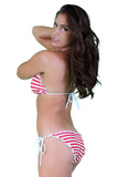 Women's Juniors Ruffle USA Flag Bikini Set Swimwear - shopwishi 