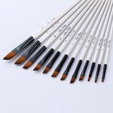 12 pcs/set Nylon Hair Watercolor Paint Brush Pen Set for Learning DIY Wooden Handle Oil Acrylic Painting Art Brushes Supplies