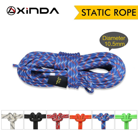 XINDA Camping Rock Climbing Rope 10.5mm Static Rope diameter High Strength Lanyard Safety Climbing Equipment Surviva