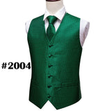 Designer Mens Classic Black Paisley Jacquard Folral Silk Waistcoat Vests Handkerchief Tie Vest Suit Pocket Square Set Barry.Wang