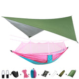 Portable Camping Hammock with Mosquito Net and Rain Fly Tarp,Hammock Canopy Nylon Hammocks Double Hammock Hiking Patio Furniture